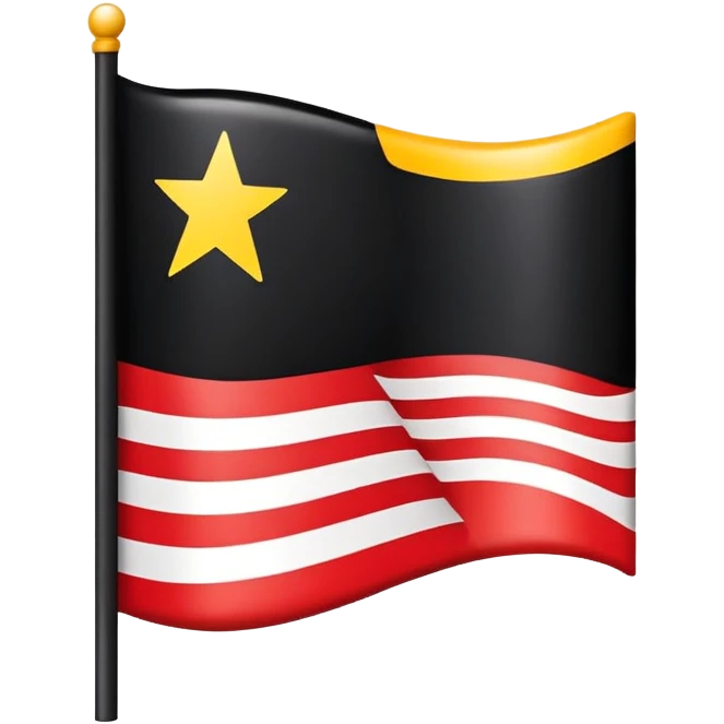A wavy black and red rectangle with a medium sized yellow circle in the middle, make it a flag without the flagpole emoji