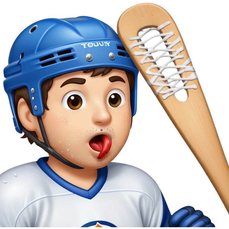 Man licking ice hockey stick emoji