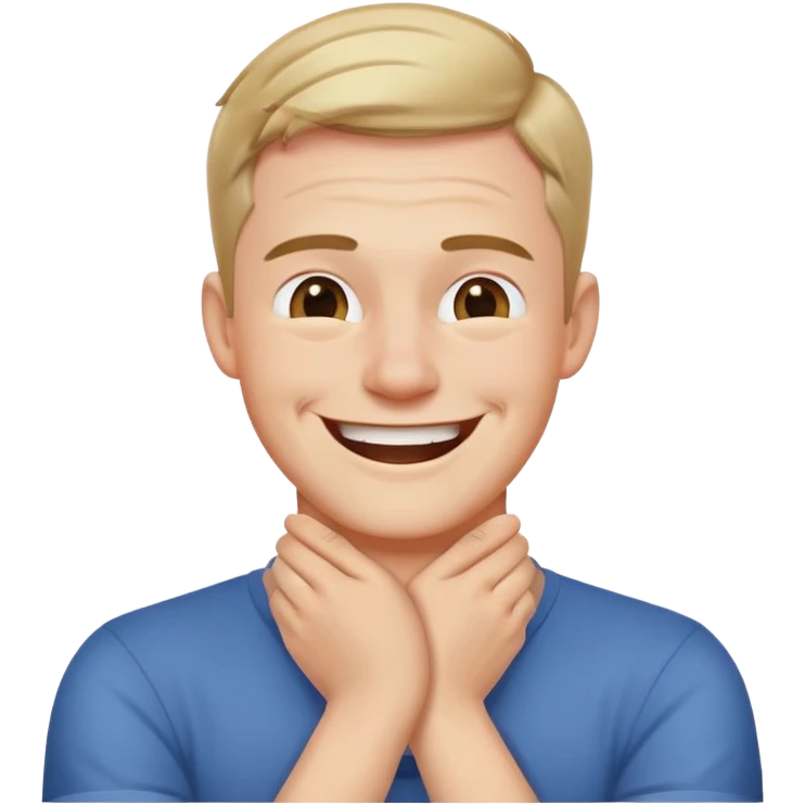 Hands crossed neck laughing guy emoji