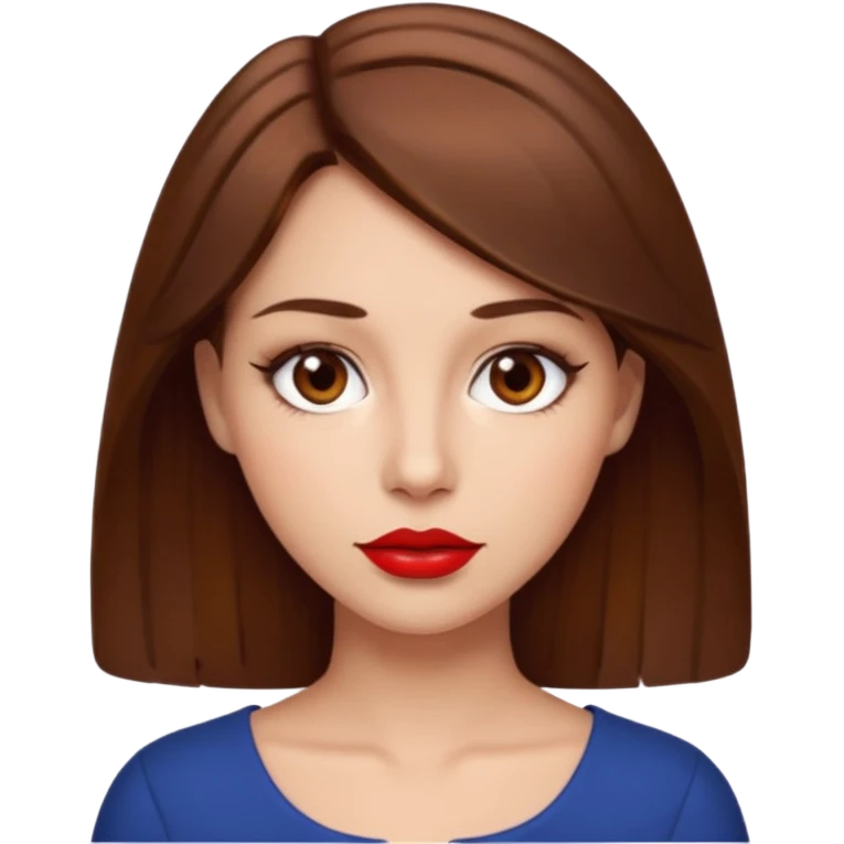 părul carre, șaten, ochii căprui, buzele roșii emoji