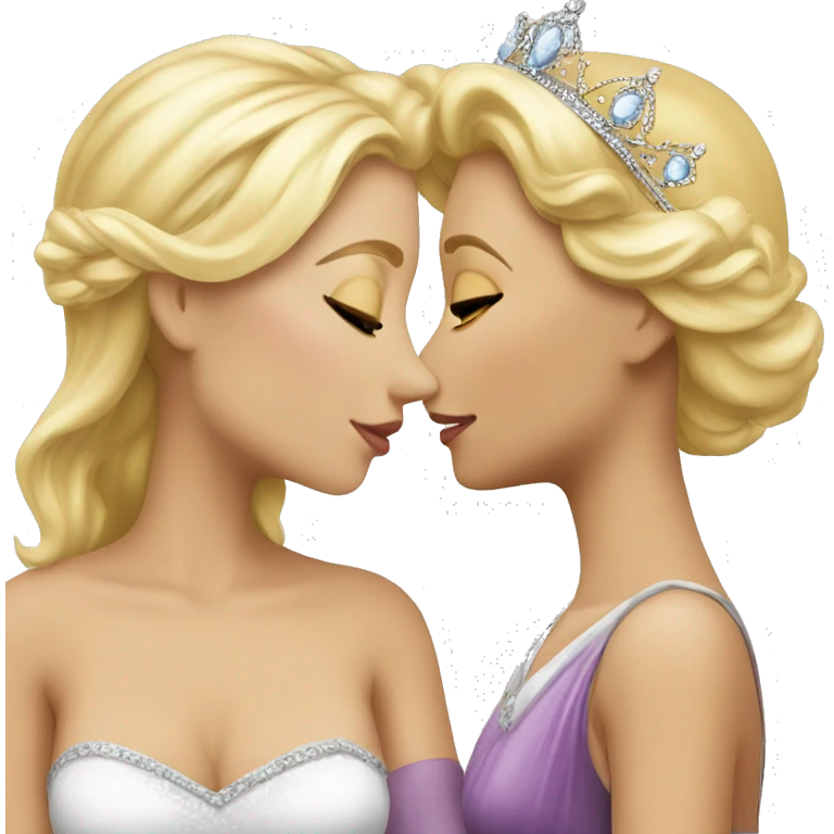 2 women princesses couple blonde kiss emoji