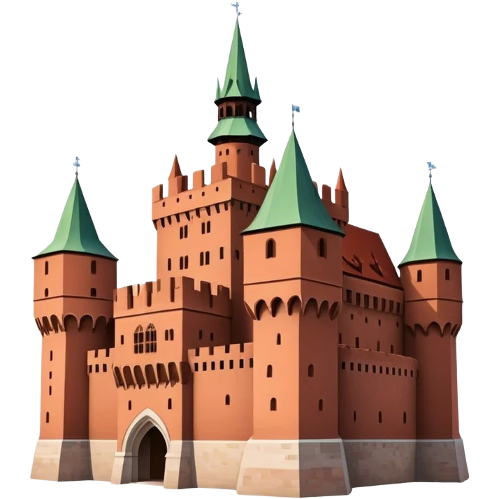 Cinematic Realistic Malbork Castle Landmark Emoji, depicted as an imposing medieval fortress rendered with rich detail and dramatic, historic lighting. emoji