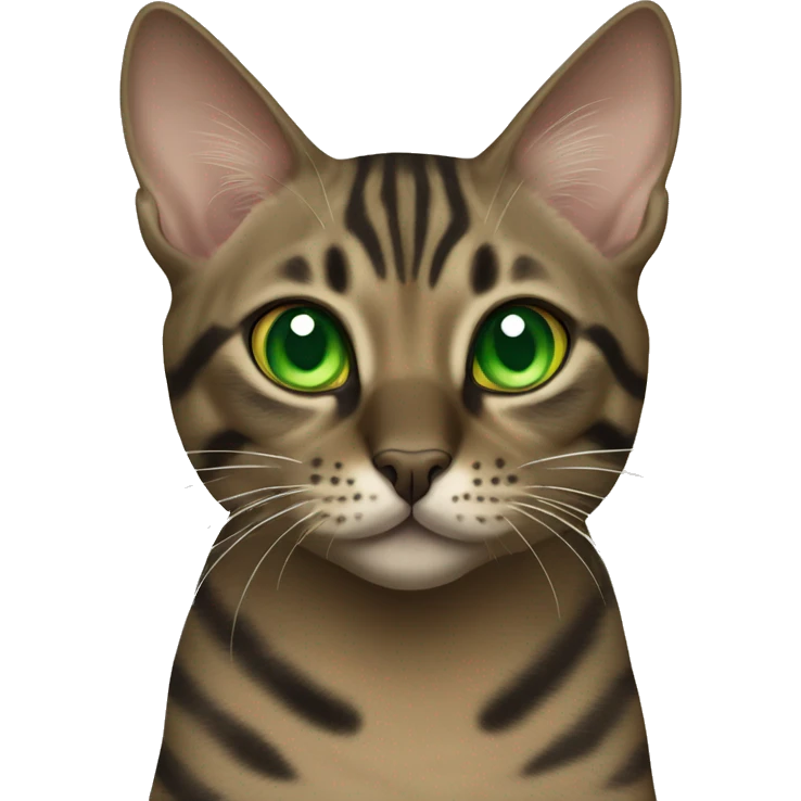 Sepia charcoal Bengal cat with Green eyes standing emoji