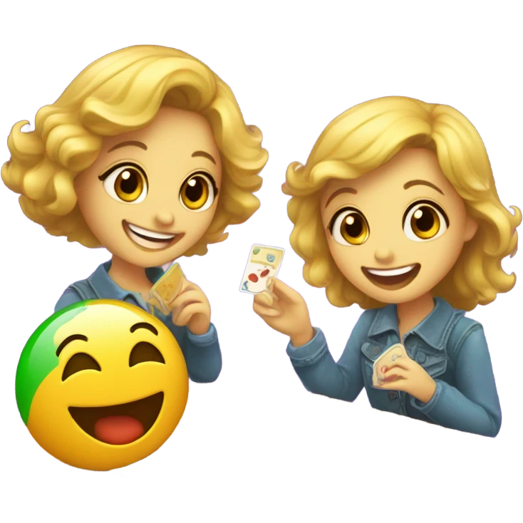 Cute girls playing trivia emoji