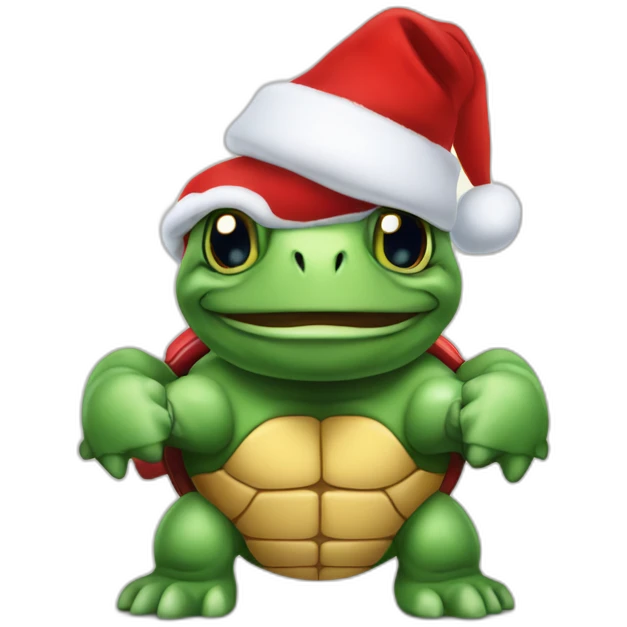 Bodybuilder turtle CrossFit weight lift wearing Christmas hat emoji