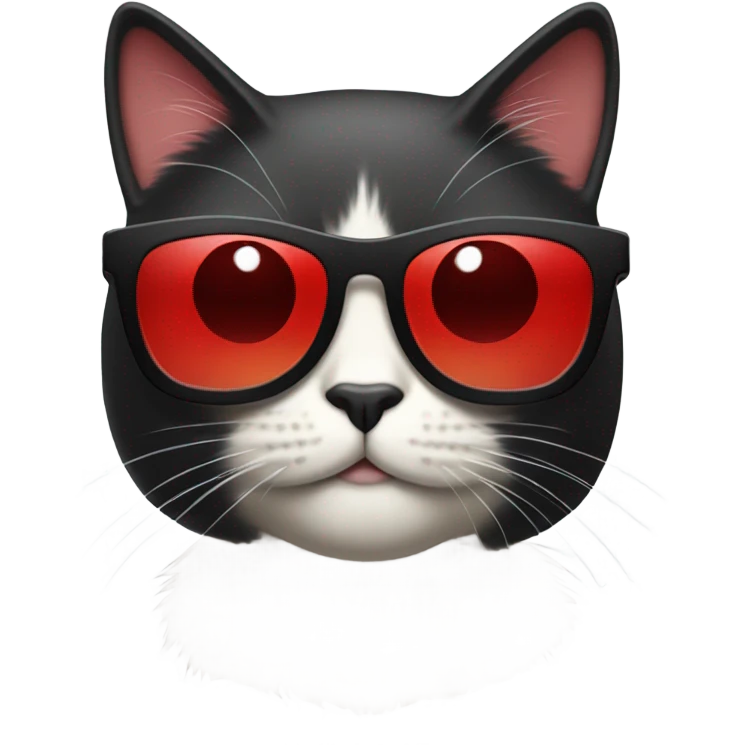 Cat with sunglasses red lips long straight black hair emoji