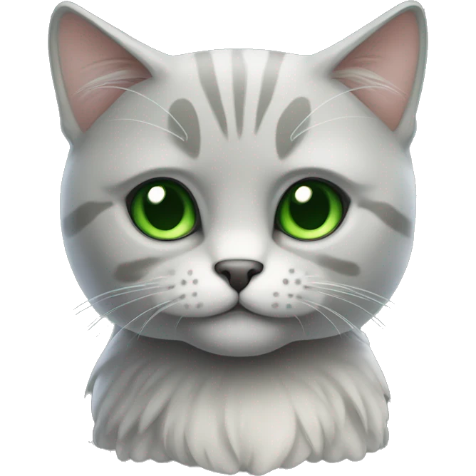 scotish fold cat in grey with Green eyes sitting emoji