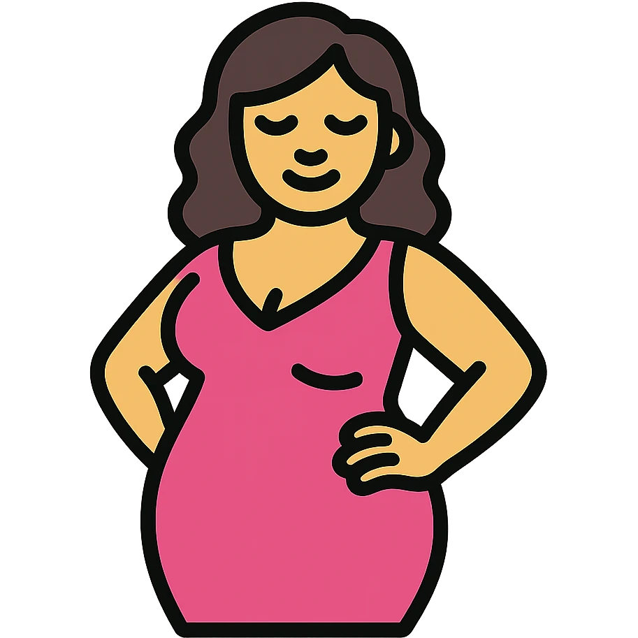 confident woman with a curvy figure, tasteful and stylized cartoon icon emoji