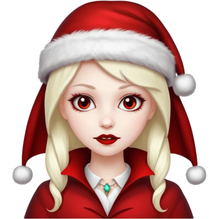 vampire girl with Christmas hat emoji