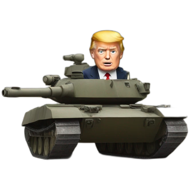 Donald Trump driving a tank emoji