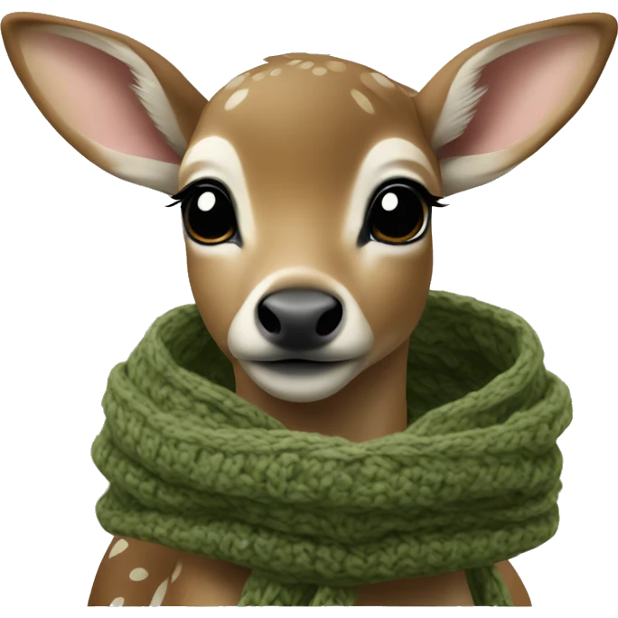 fawn with a khaki green knitted scarf emoji
