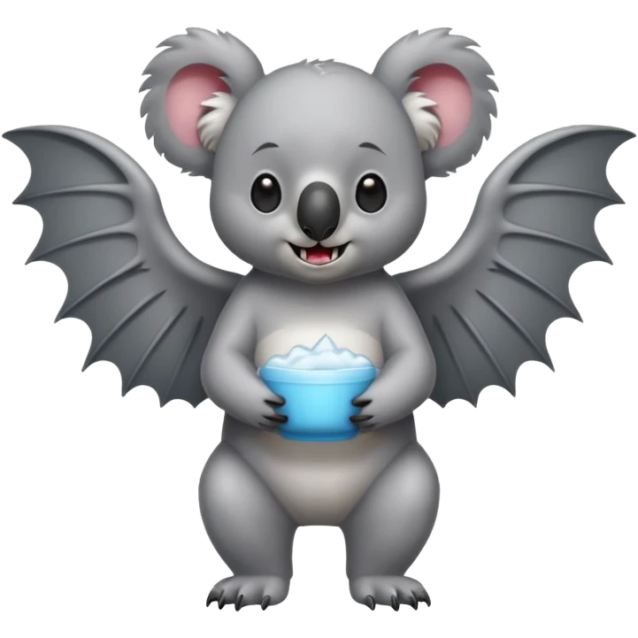 Koala with bath wings and vampire teeth emoji