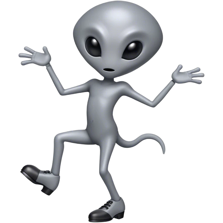 Gray alien tap dancing emoji
