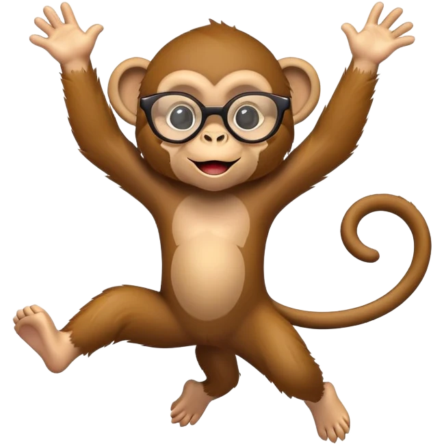 Monkey with glasses on jumping emoji