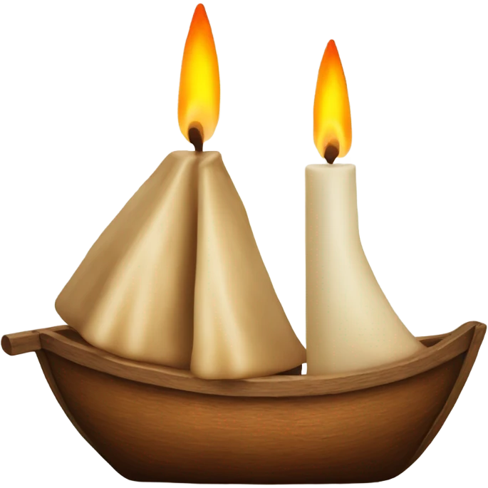 A candle in a half wallnut shell like a boat christmas tradition emoji