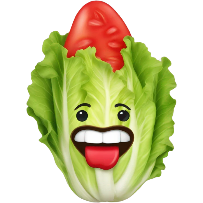 lettuce with lipstick mouth emoji