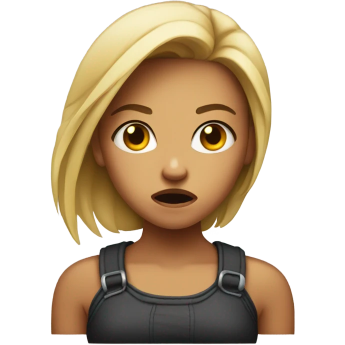 girl with mean upturned face emoji