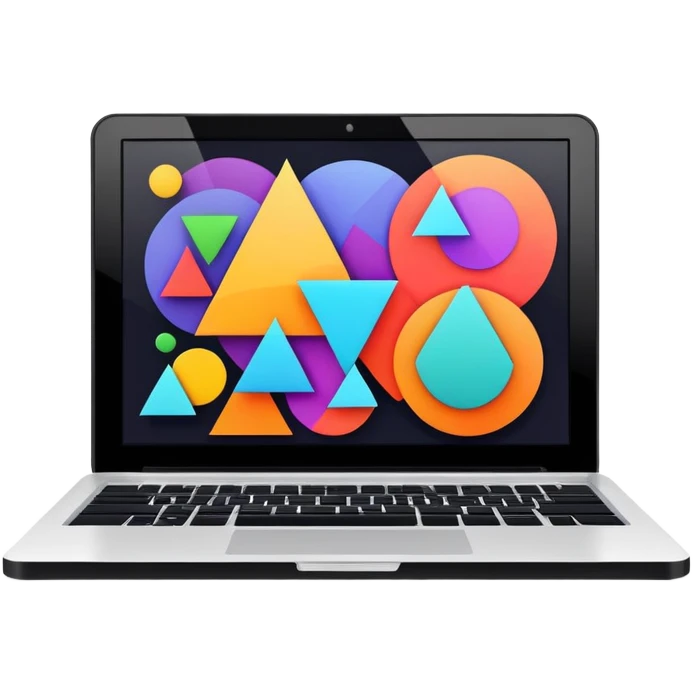 framed digital laptop artwork with abstract vector shapes inside emoji