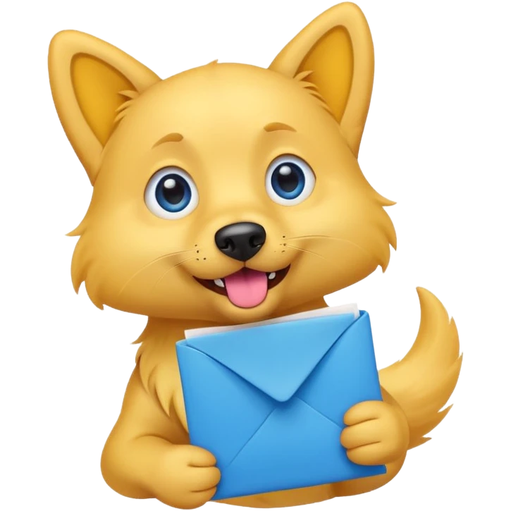 emoji dog holding a paper resume in its mouth, wagging tail, bright colors emoji