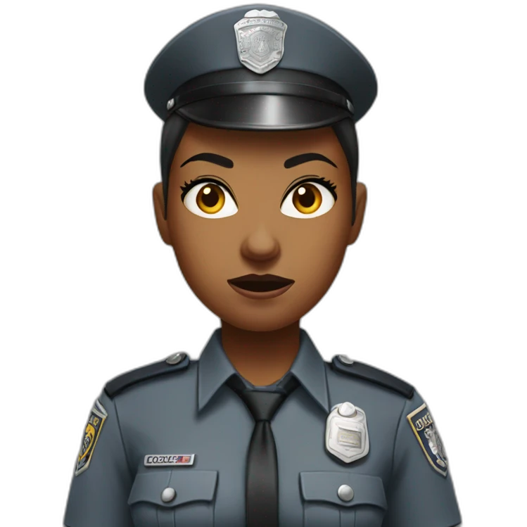 angry black police woman in light gray uniform emoji