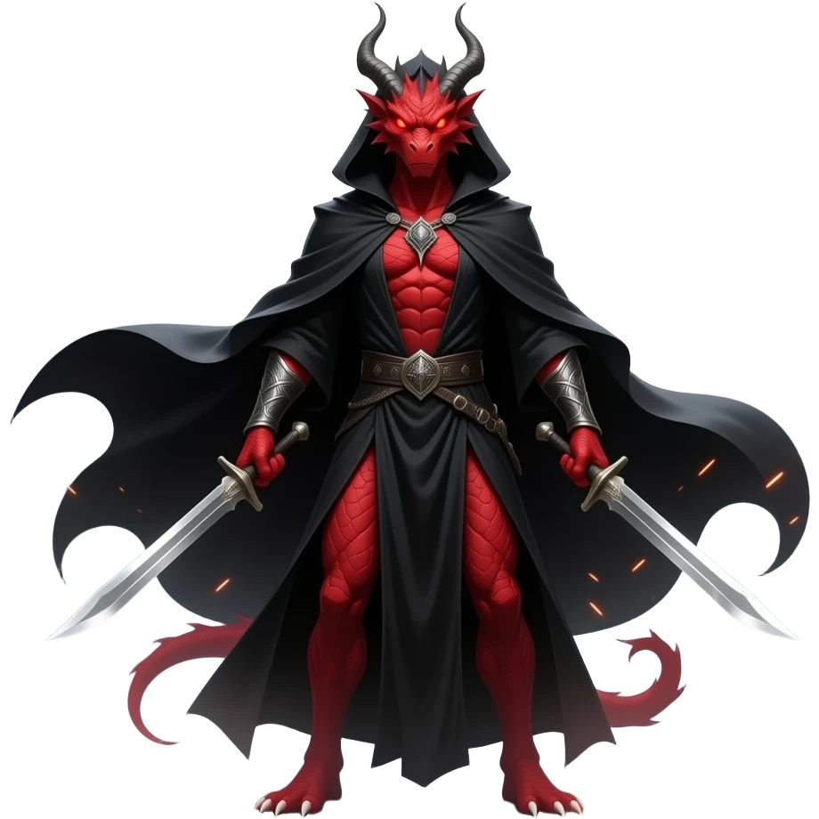 Red dragon sorcerer with daggers emoji