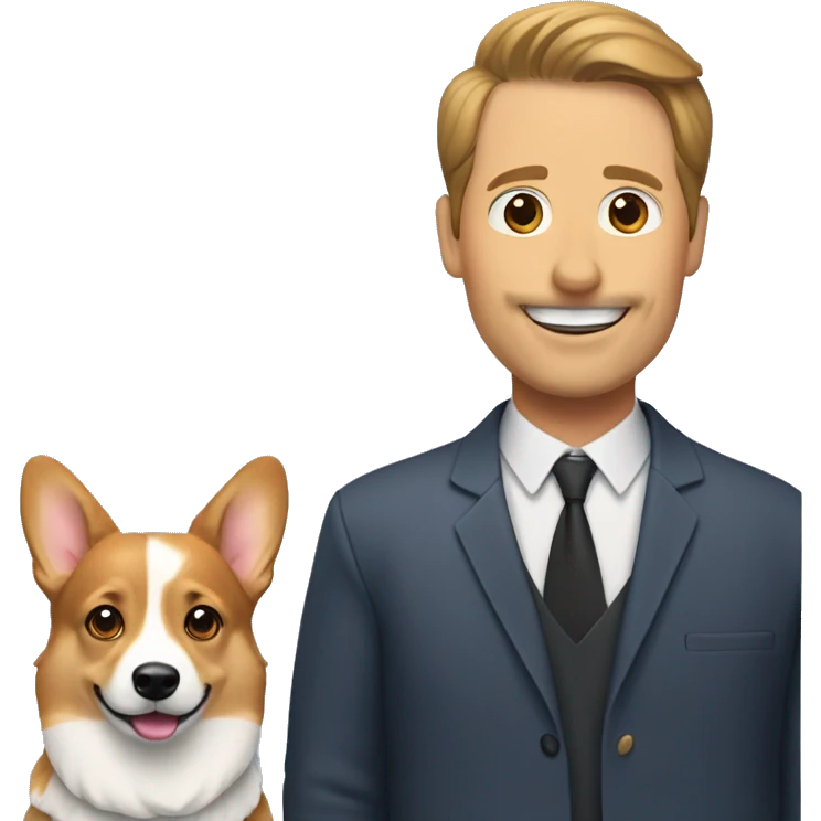 corgi with man and woman  emoji