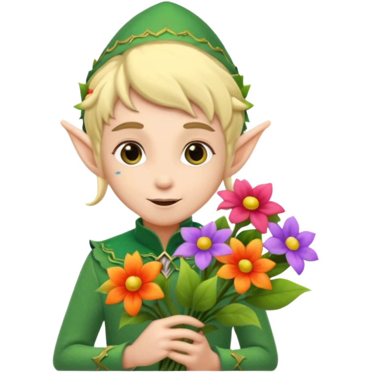 elf with flower bouquet emoji