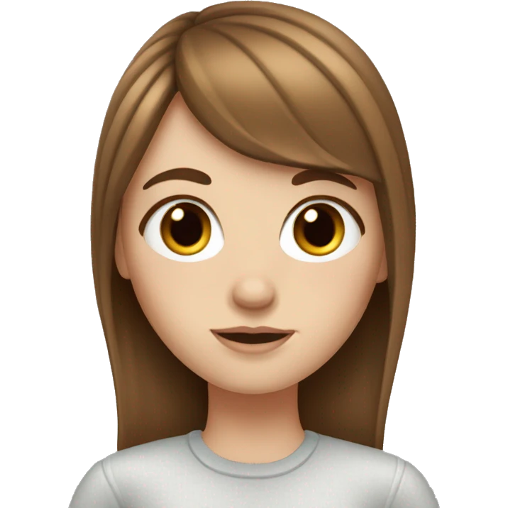 White girl with brown hair, bangs, and freckles emoji