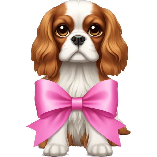 King Charles spaniel with a pink bow  emoji