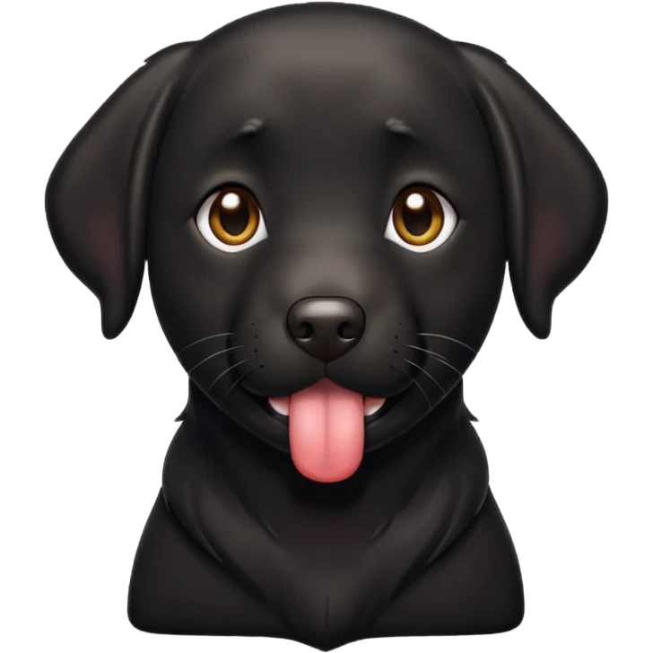 Black lab with white chest and tongue out emoji