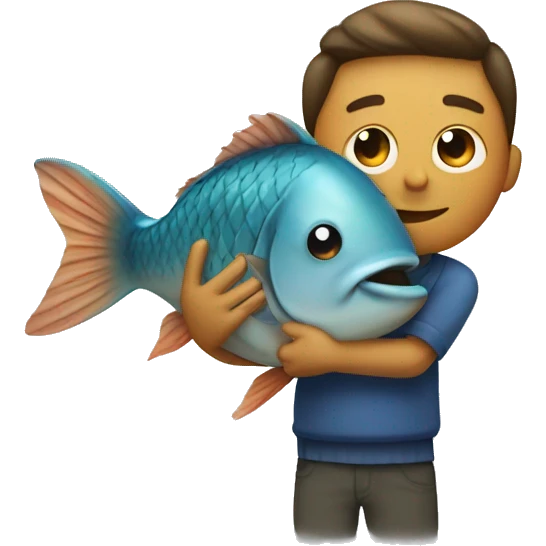 guy huggng a fish emoji
