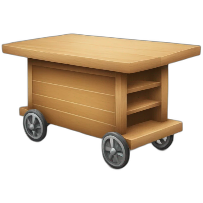 wooden portable counter on wheels emoji