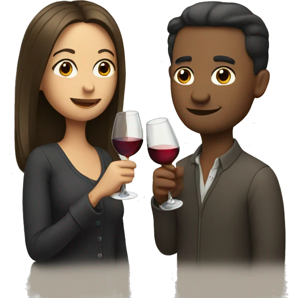 man and woman drinking wine emoji