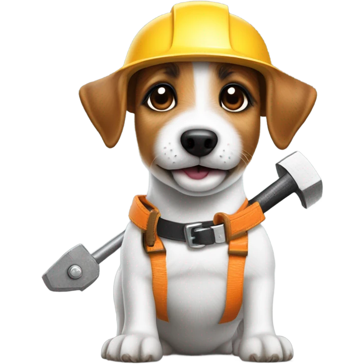 Jack Russel Terrier working as a  builder emoji
