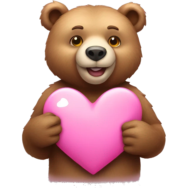 bear take a pink heart emoji