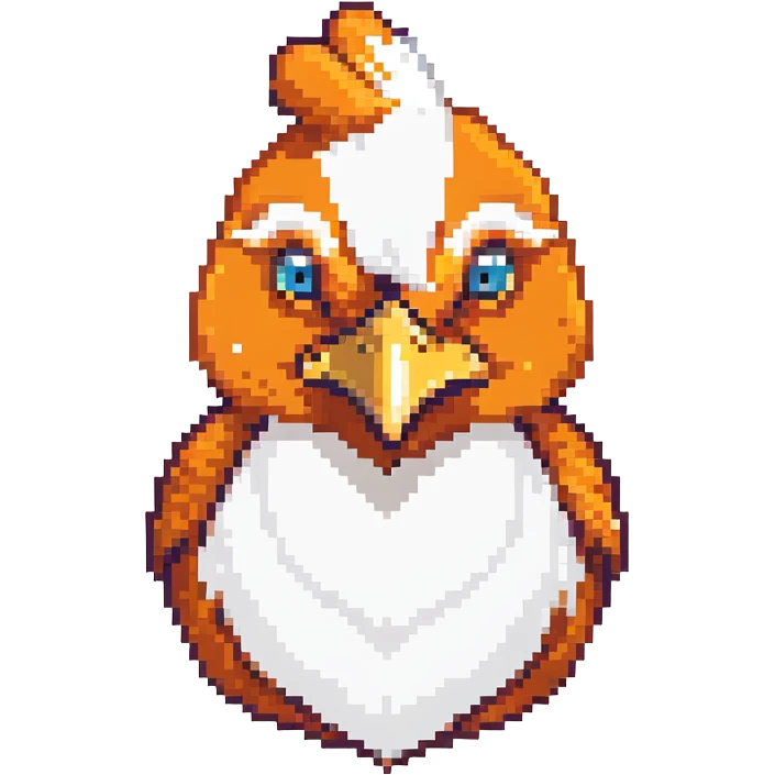 ultra-minimal blocky chicken head emoji with one large white square pixel, extremely simple and abstract, playful, matching Minecraft palette colors emoji