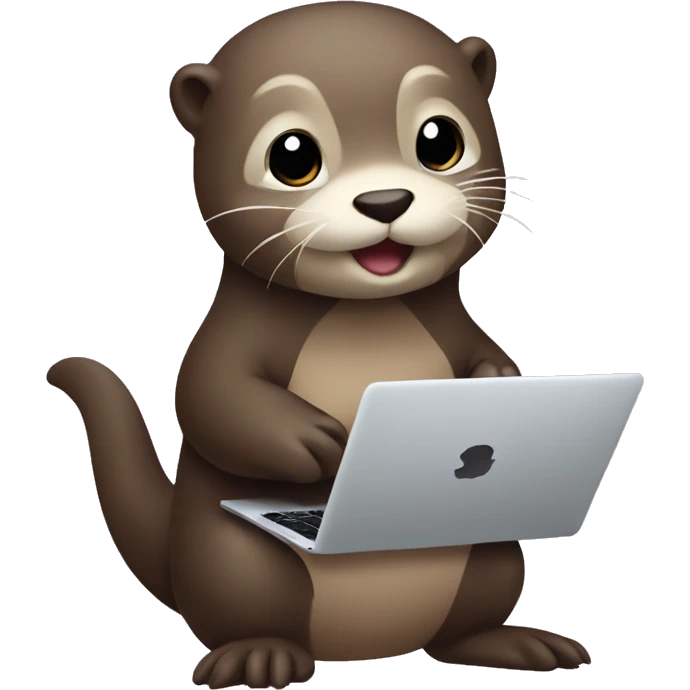 Cute otter holding an MacBook emoji