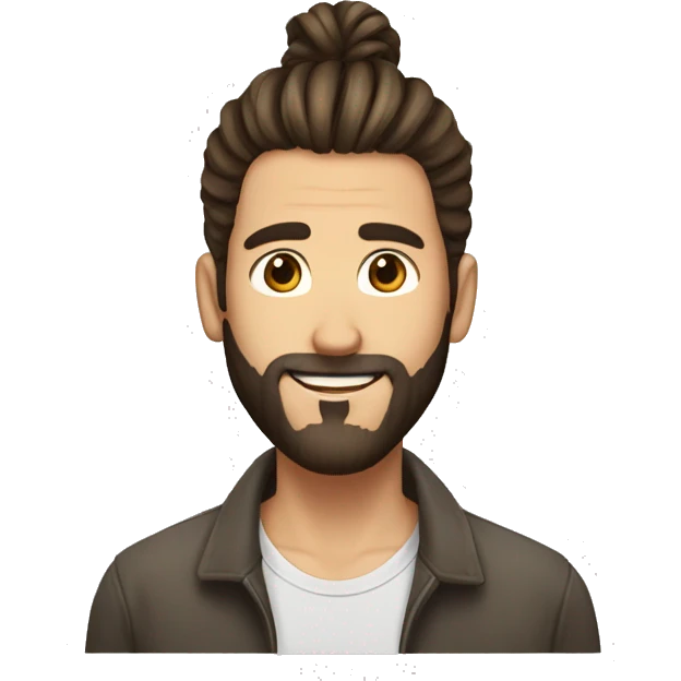 Guy with a man bun on the top and the sides is a fade he allso have a big nose he have brown hair and he is not so wite emoji