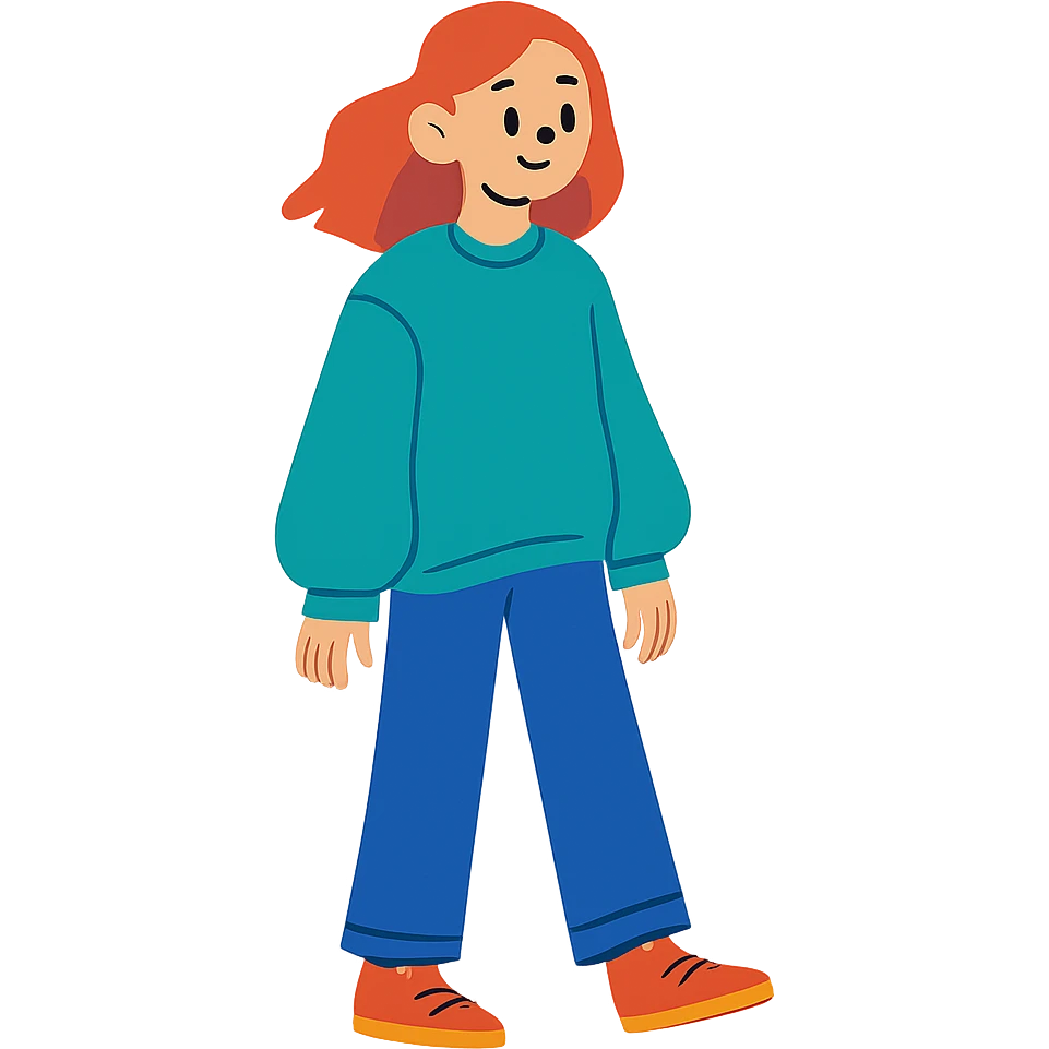 full body modern teenage girl wearing oversized sweater and pants emoji