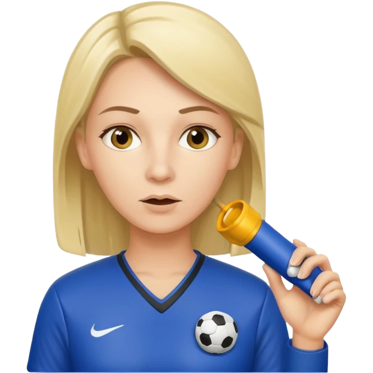 female soccer coach with a whistle emoji