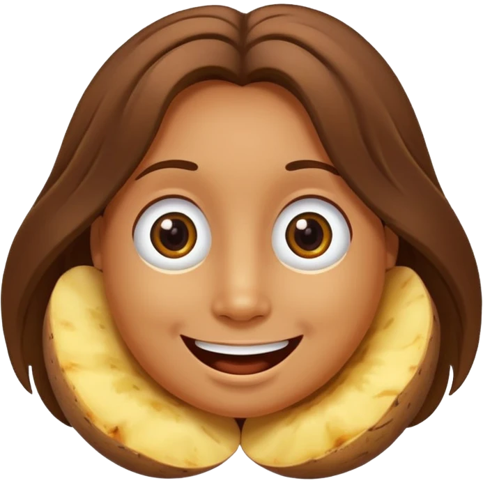 Potato with long hair and eyes emoji