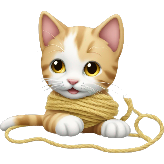 Kitten playing with yarn emoji
