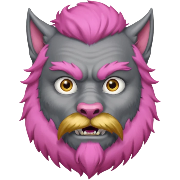 gray warewolf with pink beard and gold circle earring  emoji