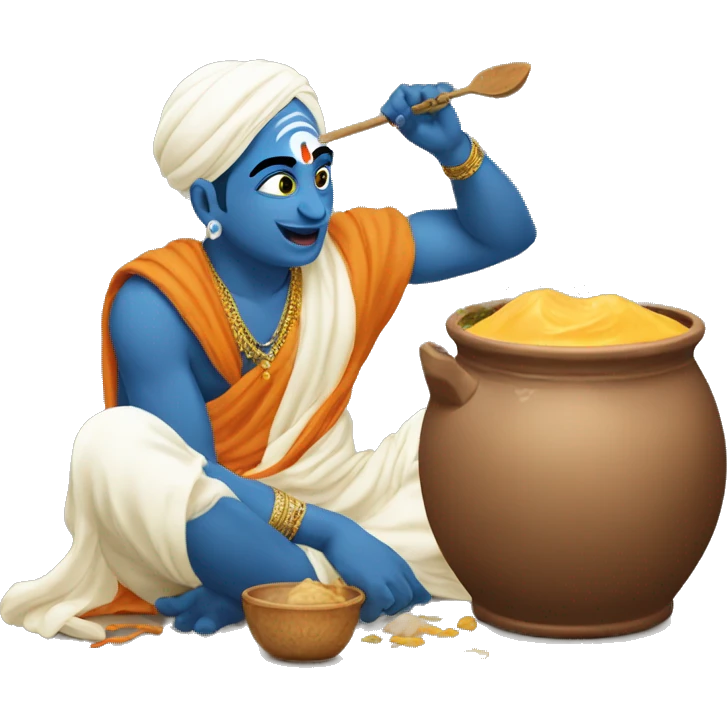 Make a emoji of krishna stealing curd from pot emoji