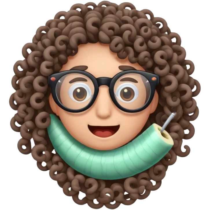 TapeWorm with glasses and curly hair  emoji