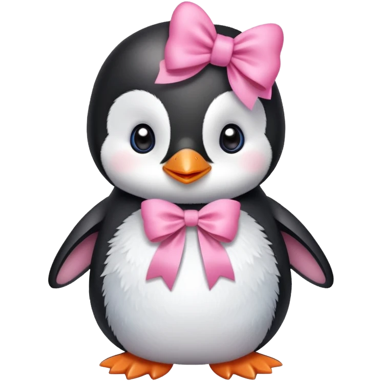 cute baby penguin with pink bow emoji