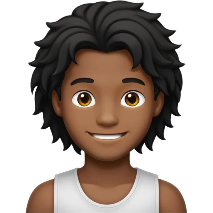 Je veut un garçon qui a des cheveux locks mi long c un renoi il porte un débardeur blanc et qui sourit emoji