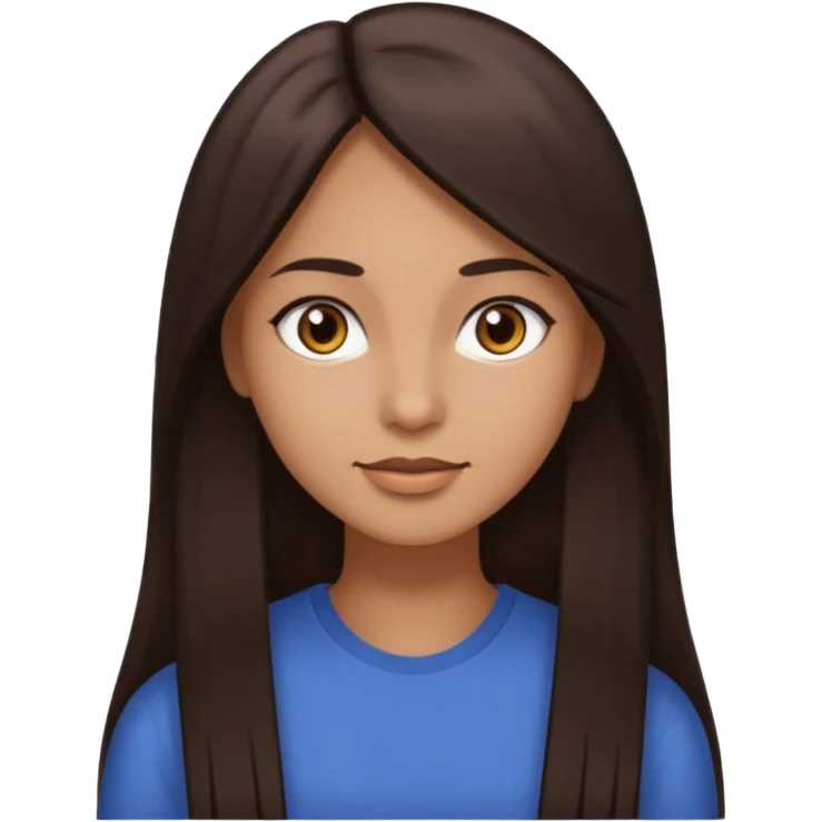 emoji of a woman with straight long dark brown hair, dark brown eyes, and light brown skin emoji