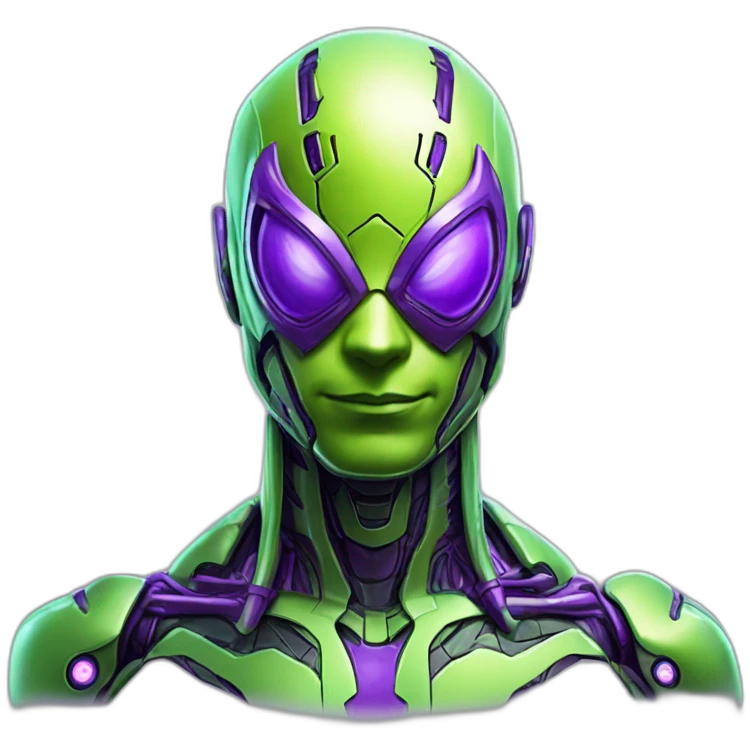 lemon-green-and-purple-neon-Robotic cyborg spiderman emoji