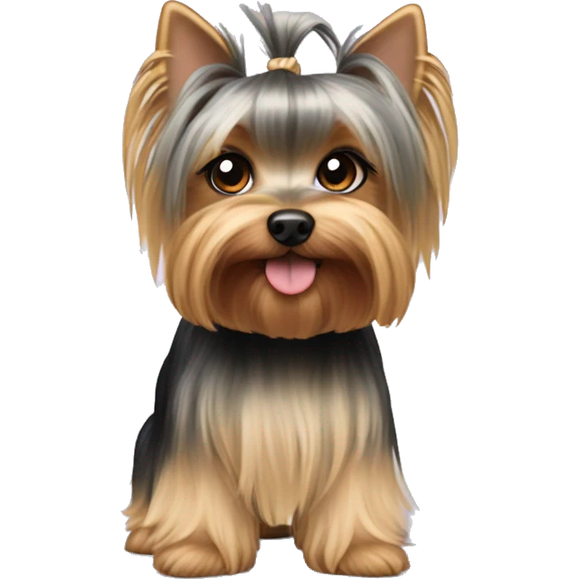 Yorkshire terrier biewer with ponytail  emoji